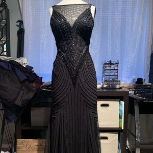 Formal all over beaded dress with keyhole back